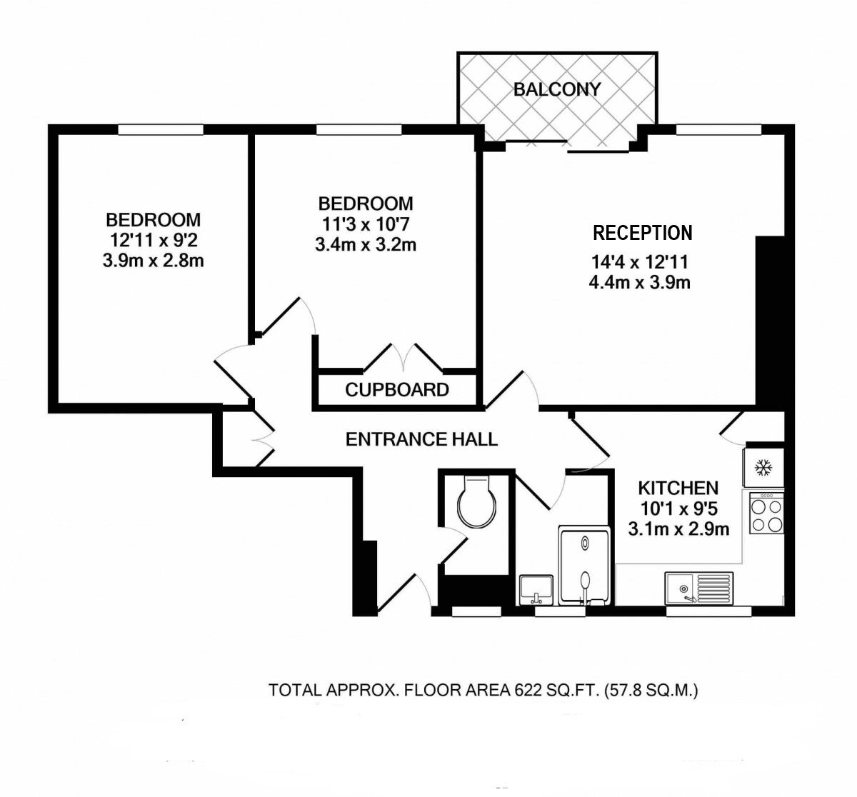 Floorplan of 2 bedroom  Flat for sale, Lambeth Walk, London, SE11