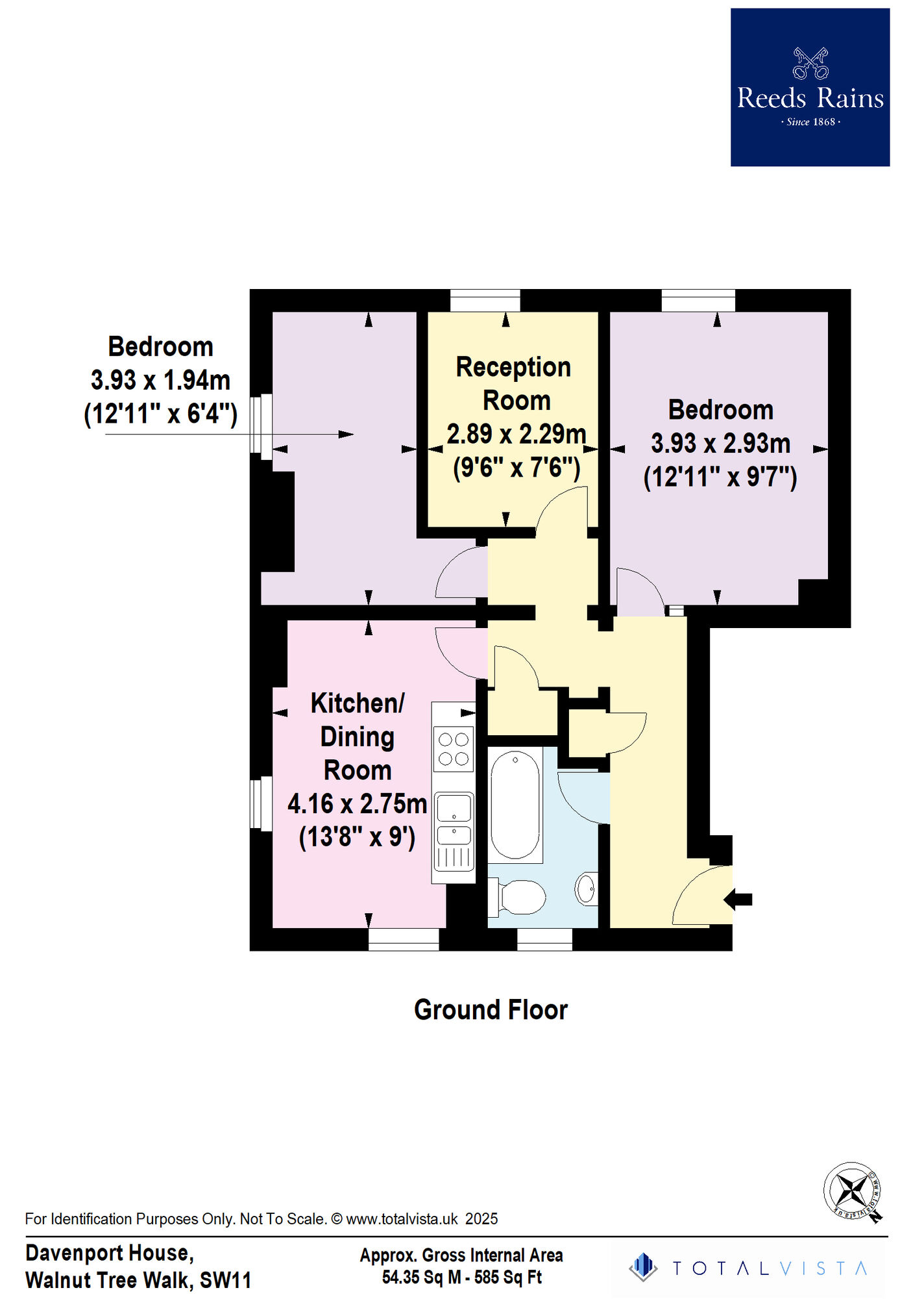 Floorplan of 2 bedroom  Flat for sale, Davenport House, Walnut Tree Walk, London, SE11