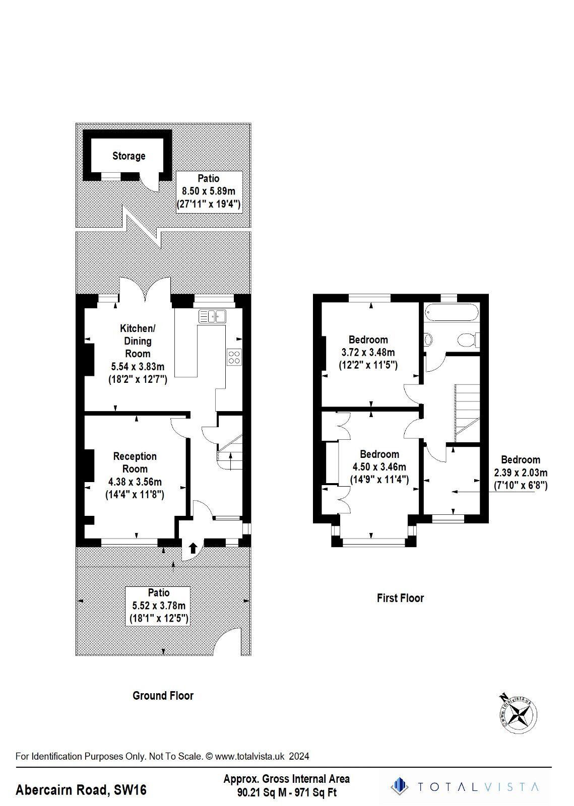 Floorplan of 3 bedroom Mid Terrace House to rent, Abercairn Road, London, SW16