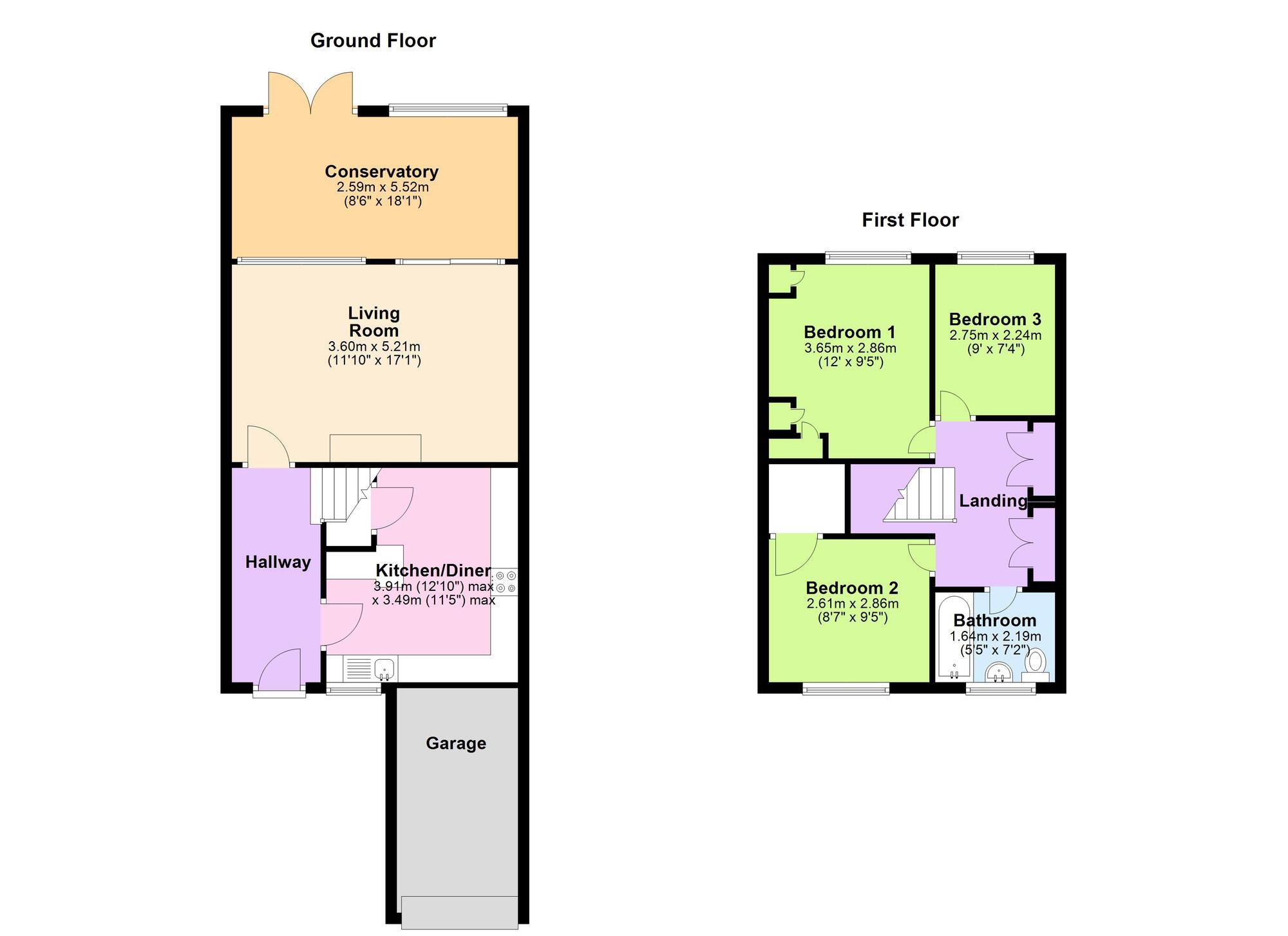 Floorplan of 3 bedroom Mid Terrace House for sale, Larchwood Road, Exhall, Warwickshire, CV7