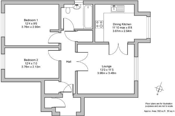 Floorplan of 2 bedroom  Flat for sale, Elmdene Road, Kenilworth, Warwickshire, CV8