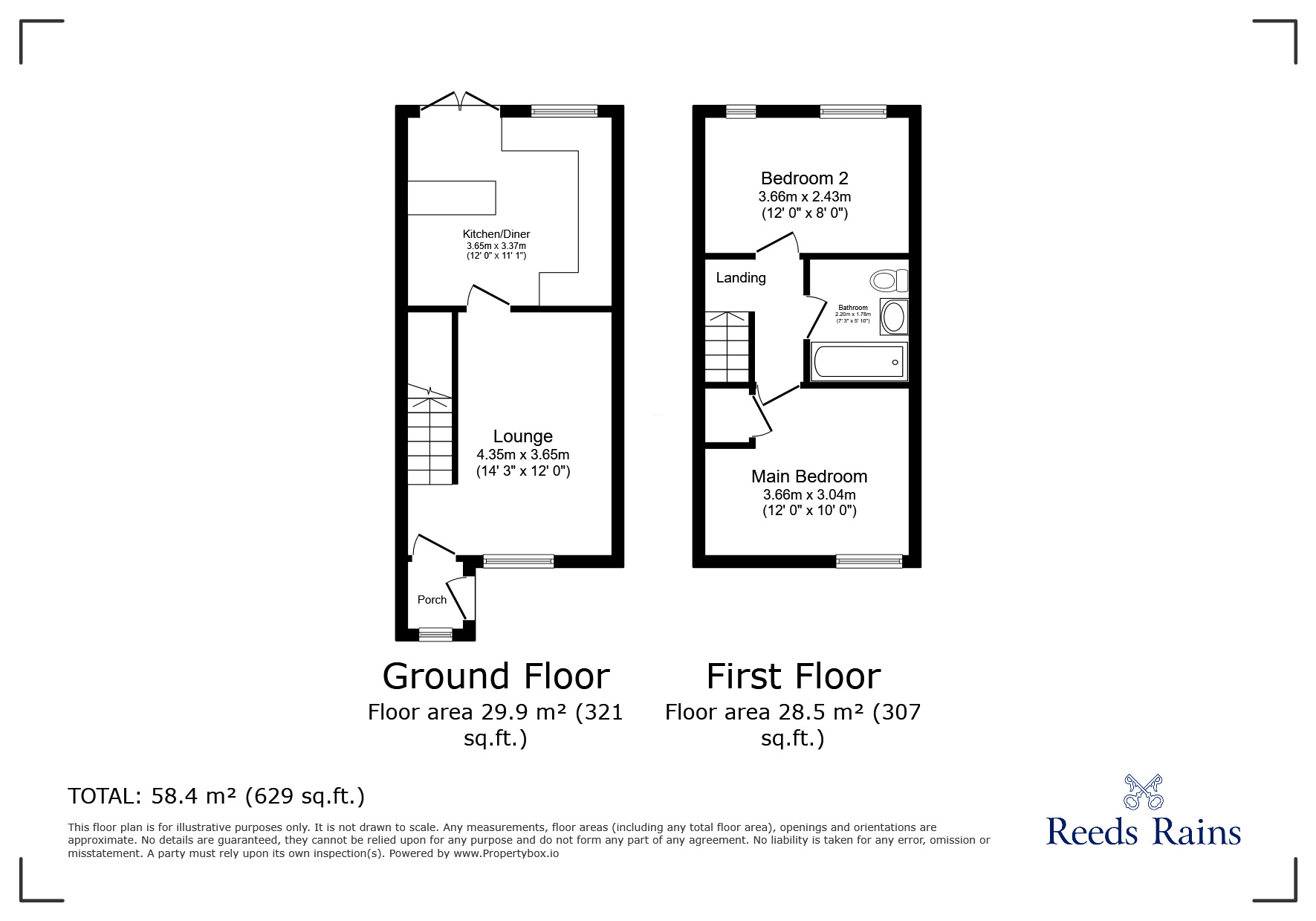 Floorplan of 2 bedroom Mid Terrace House for sale, Mosslands, Leyland, Lancashire, PR25