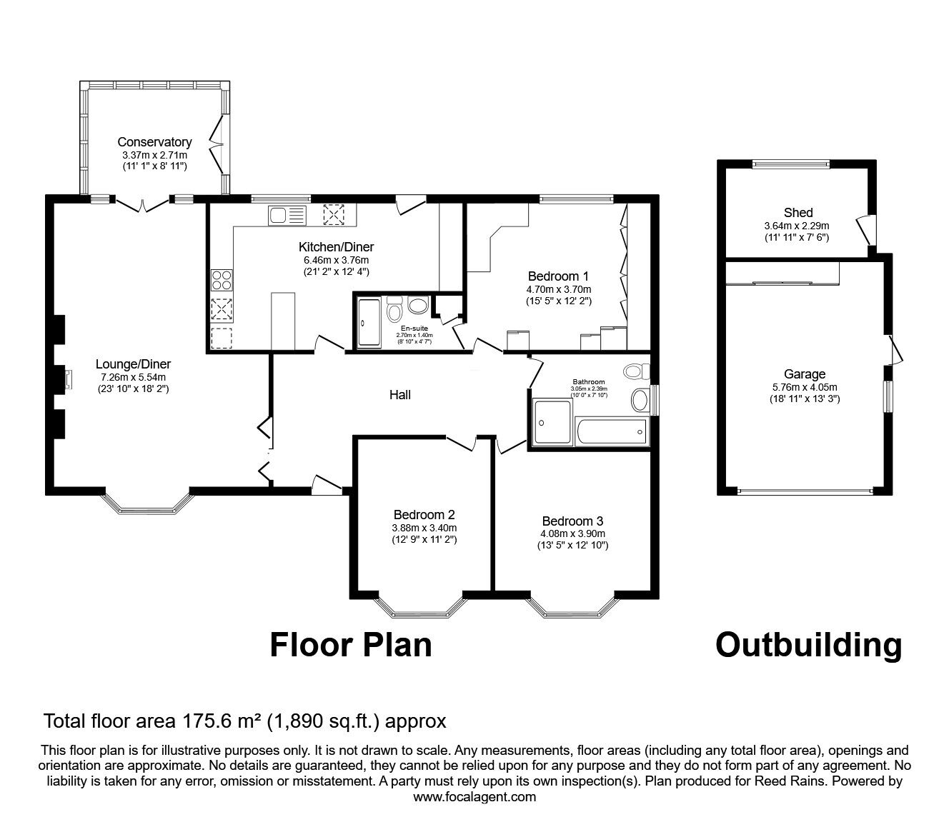 Floorplan of 3 bedroom Detached Bungalow for sale, Nursery Close, Leyland, Lancashire, PR25