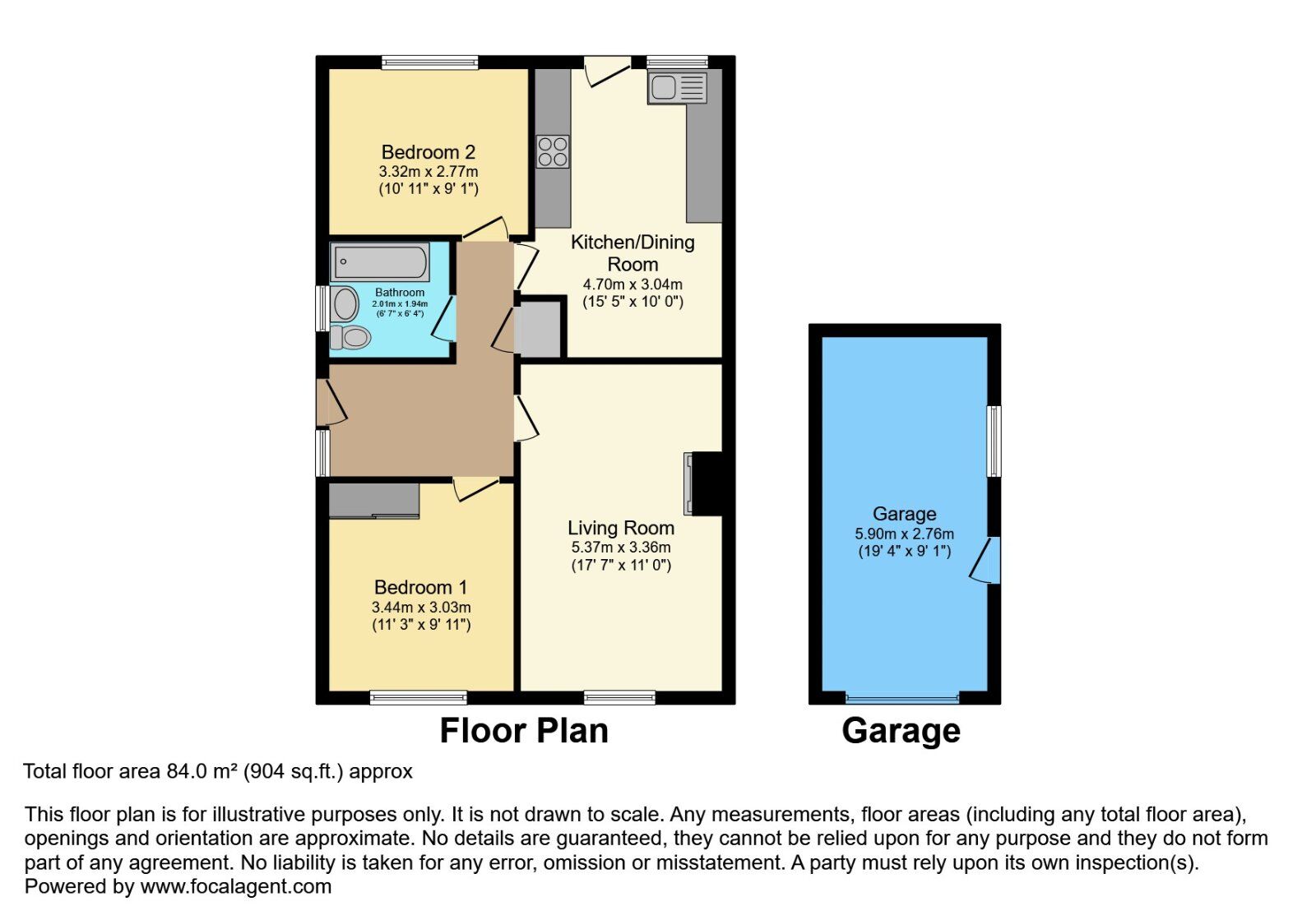 Floorplan of 2 bedroom Semi Detached Bungalow for sale, The Meadows, Maghaberry, County Armagh, BT67