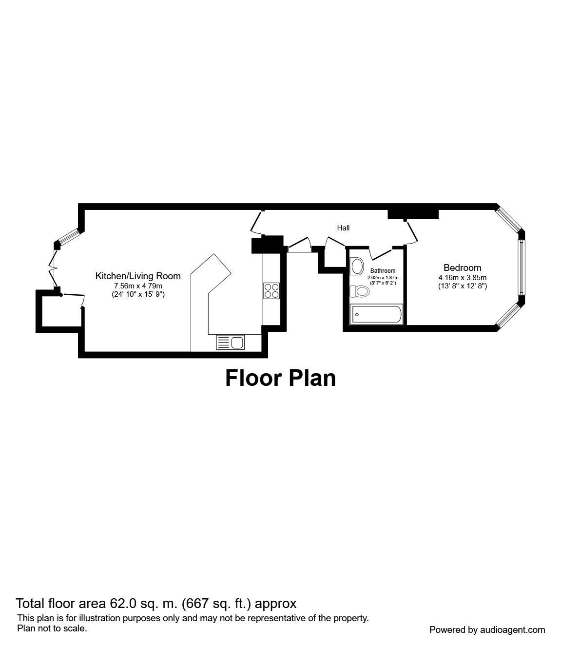 Floorplan of 1 bedroom  Flat to rent, Devonshire Road, Princes Park, Liverpool, L8