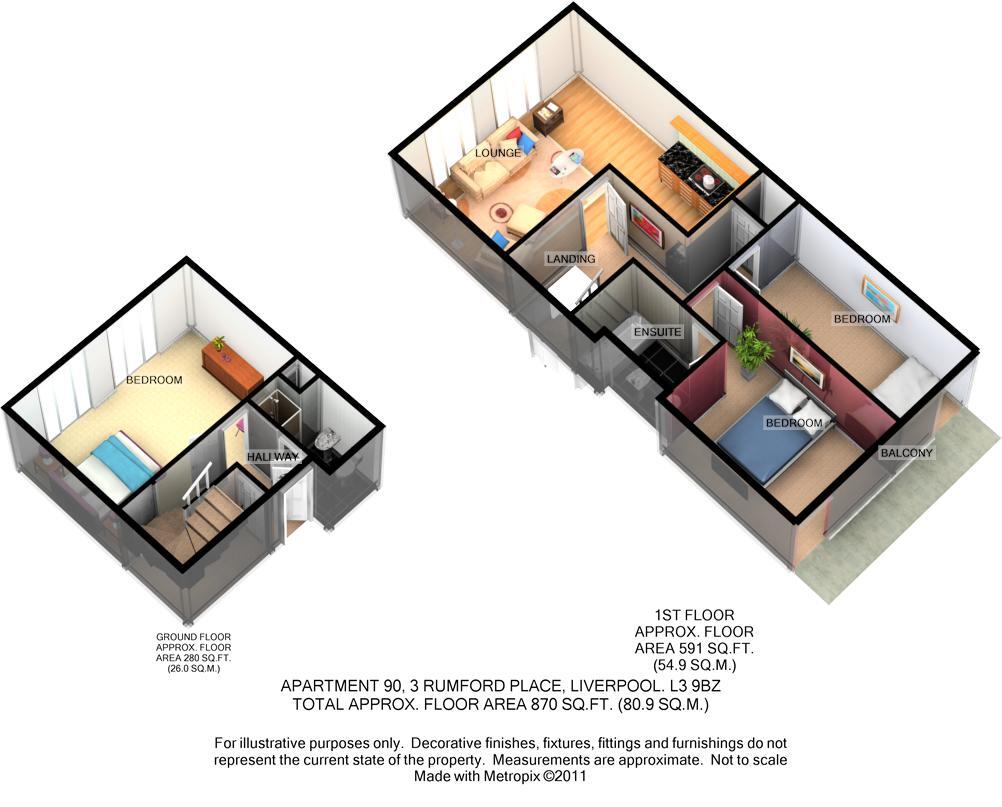 Floorplan of 3 bedroom  Flat for sale, Rumford Place, Liverpool, Merseyside, L3