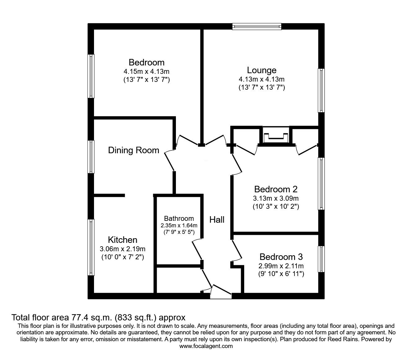 Floorplan of 3 bedroom  Flat for sale, Millwood Court, Alderfield Drive, Merseyside, L24