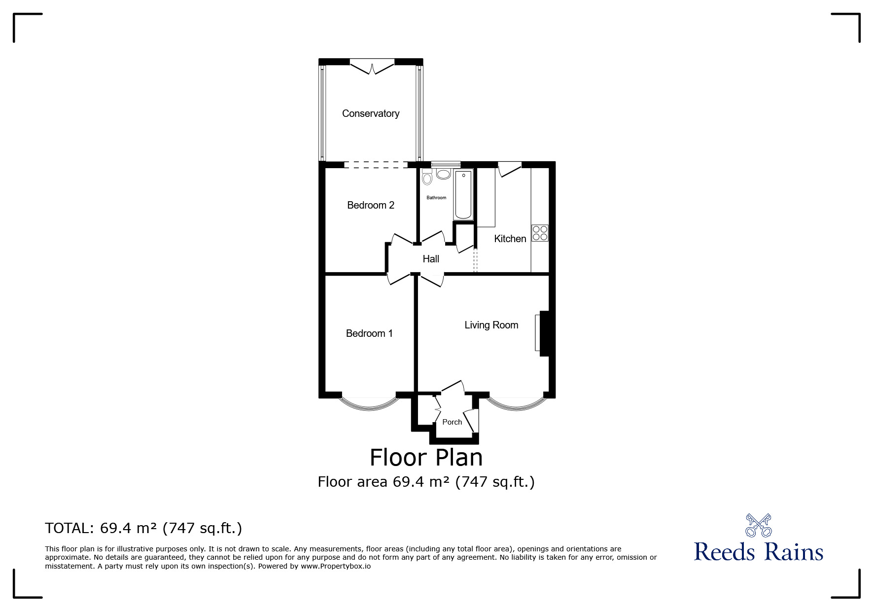 Floorplan of 2 bedroom Detached Bungalow for sale, Haddon Walk, Liverpool, Merseyside, L12