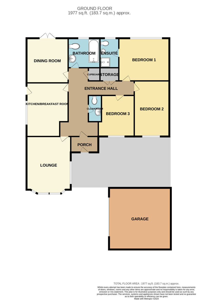 Floorplan of 3 bedroom Detached Bungalow for sale, Fairways Drive, Ellesmere Port, Cheshire, CH66