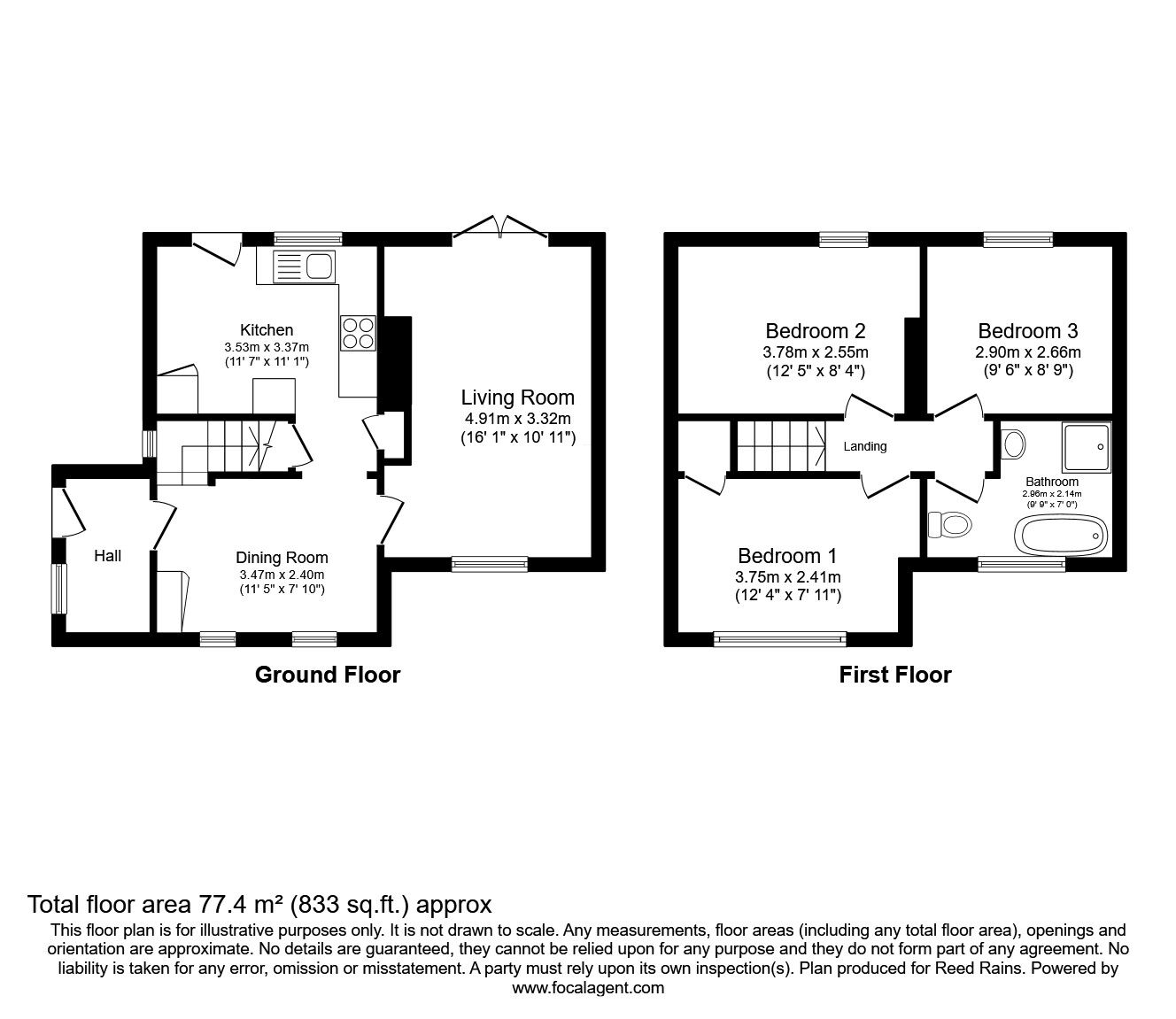 Floorplan of 3 bedroom Semi Detached House for sale, Windsor Square, Cheshire, SK11