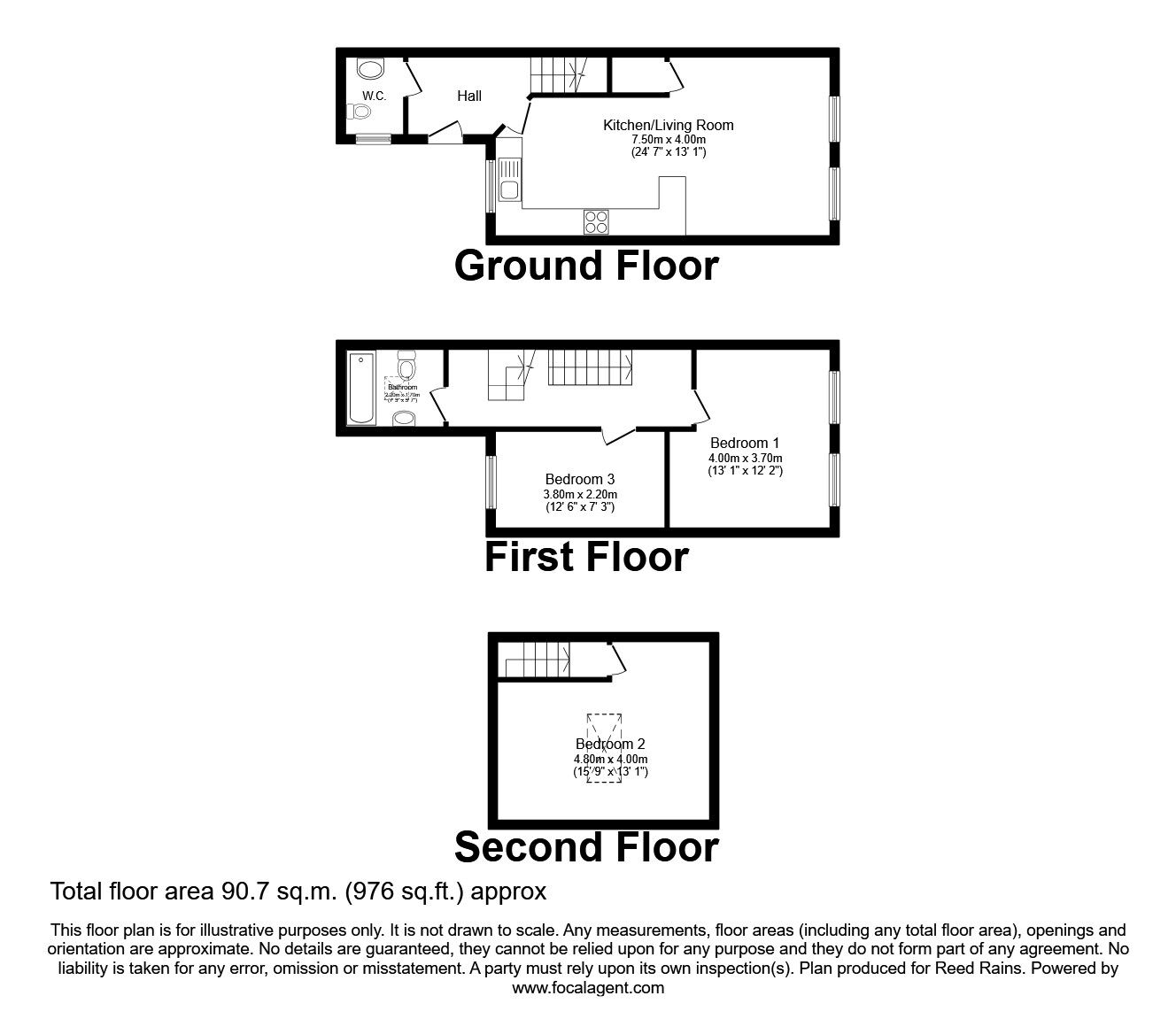 Floorplan of 3 bedroom Mid Terrace House to rent, Peel Street, Macclesfield, Cheshire, SK11