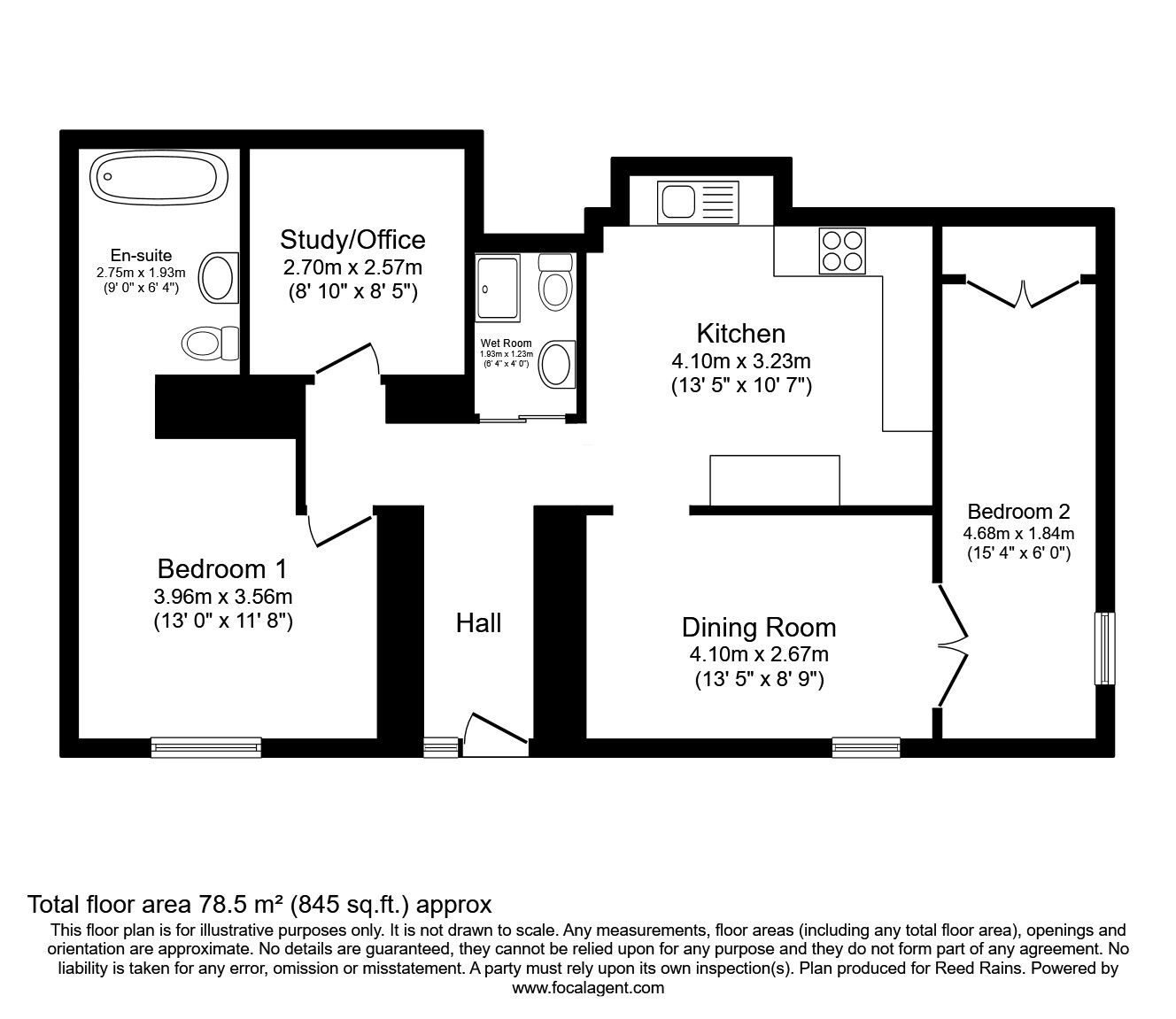 Floorplan of 2 bedroom  Flat for sale, Brocklehurst Manor, Brocklehurst Avenue, Cheshire, SK10