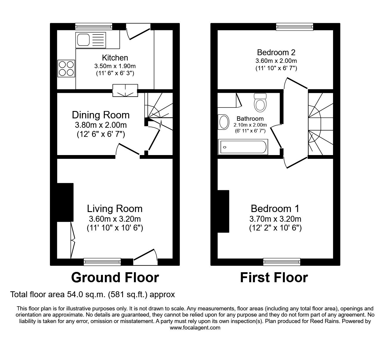 Floorplan of 2 bedroom Mid Terrace House for sale, Higher Fence Road, Macclesfield, Cheshire, SK10