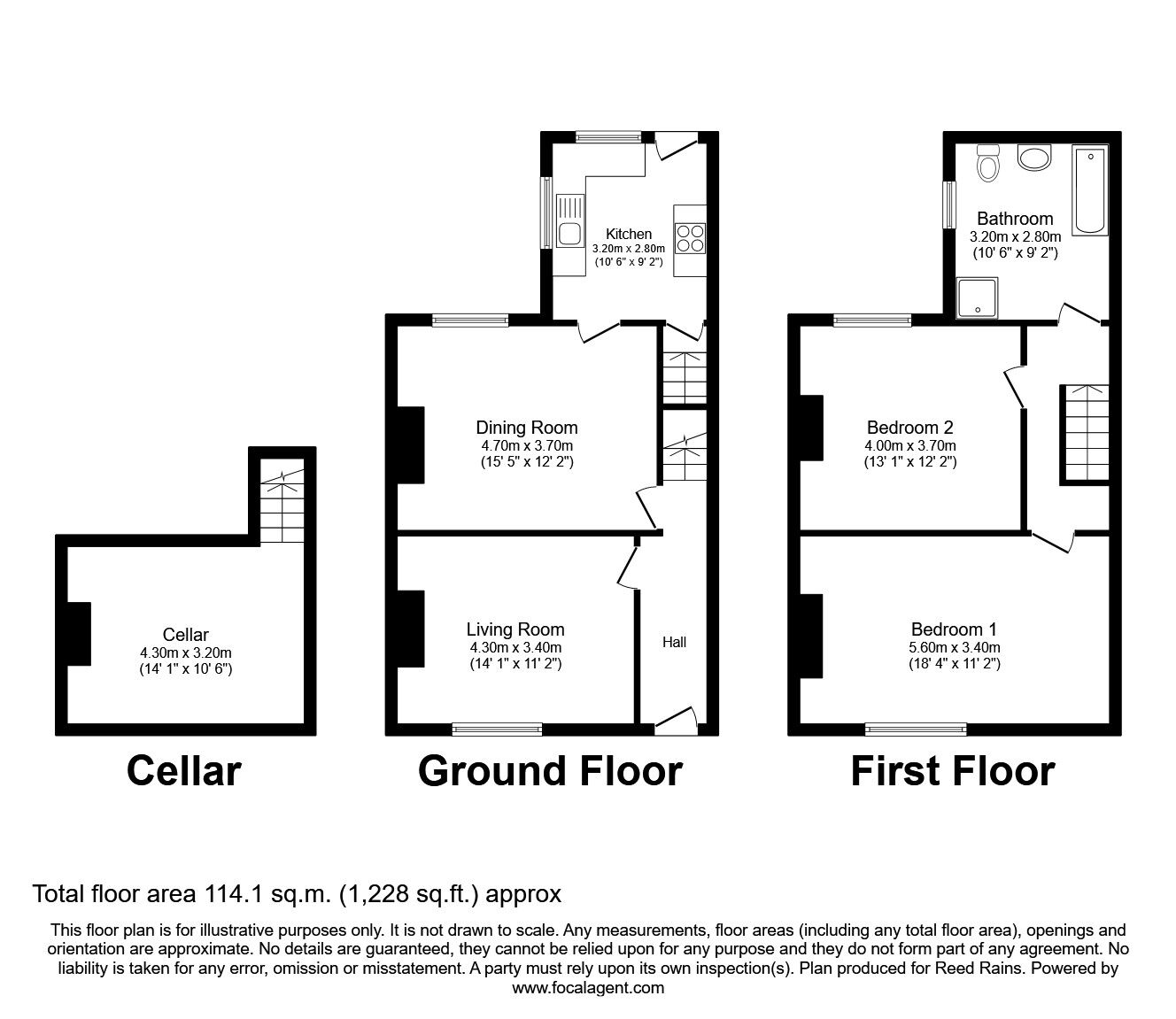 Floorplan of 2 bedroom End Terrace House to rent, Bridge Street, Macclesfield, Cheshire, SK11