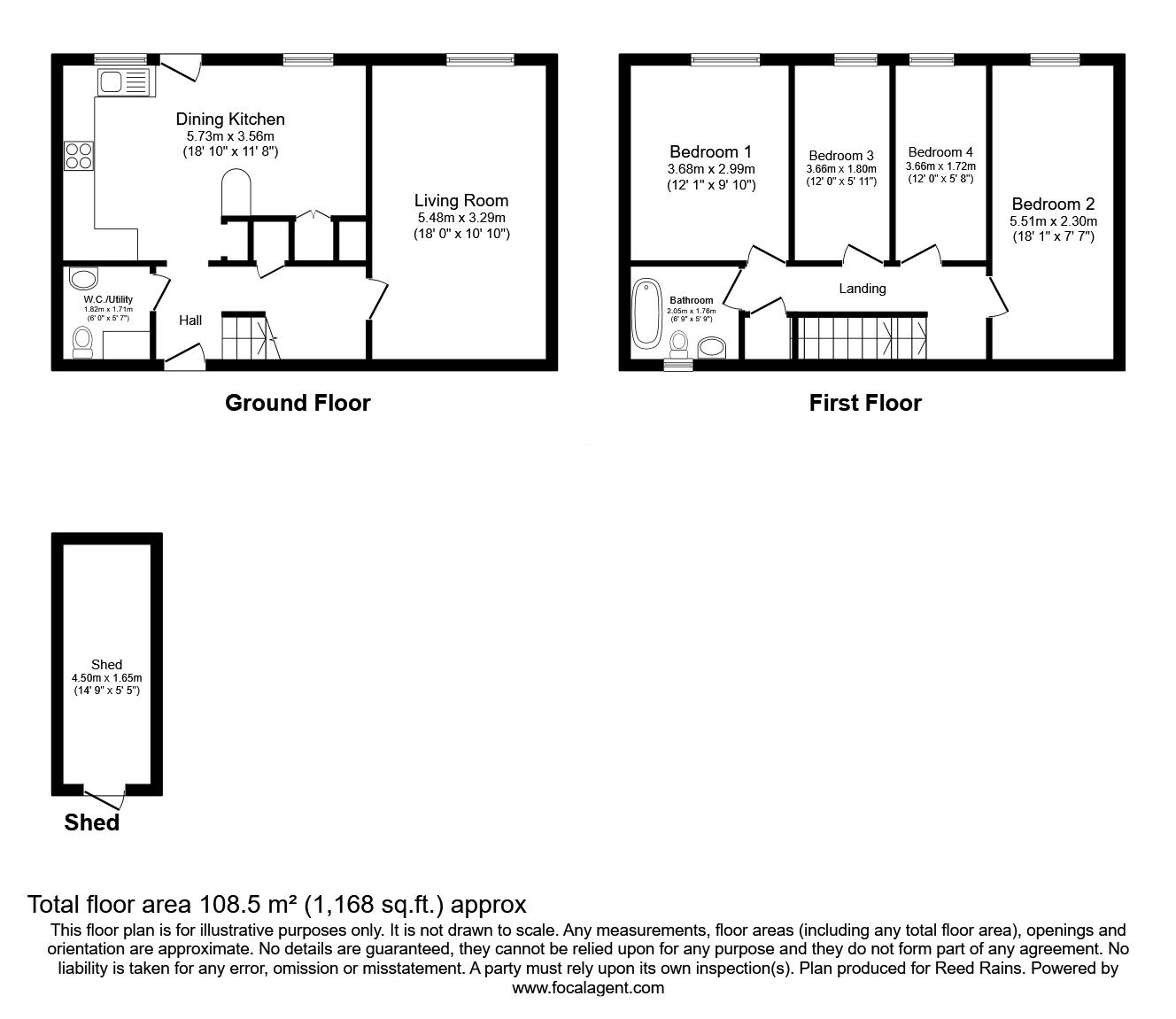 Floorplan of 4 bedroom End Terrace House for sale, Donagh Close, Macclesfield, Cheshire, SK10