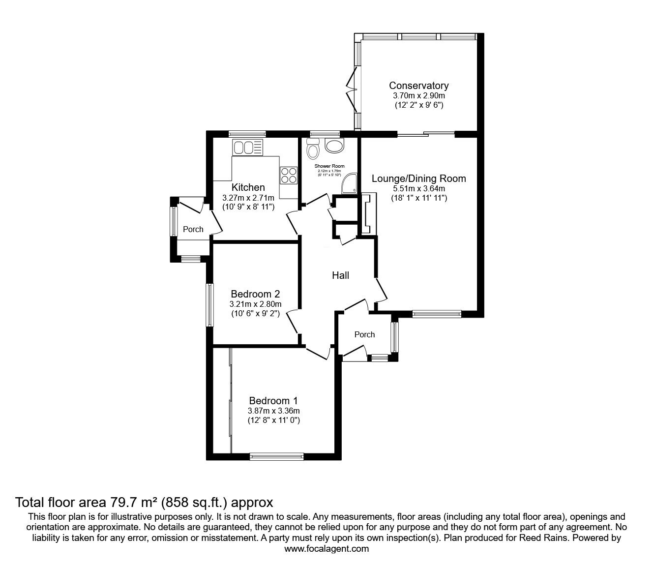 Floorplan of 2 bedroom Semi Detached Bungalow for sale, Gleave Avenue, Bollington, Cheshire, SK10