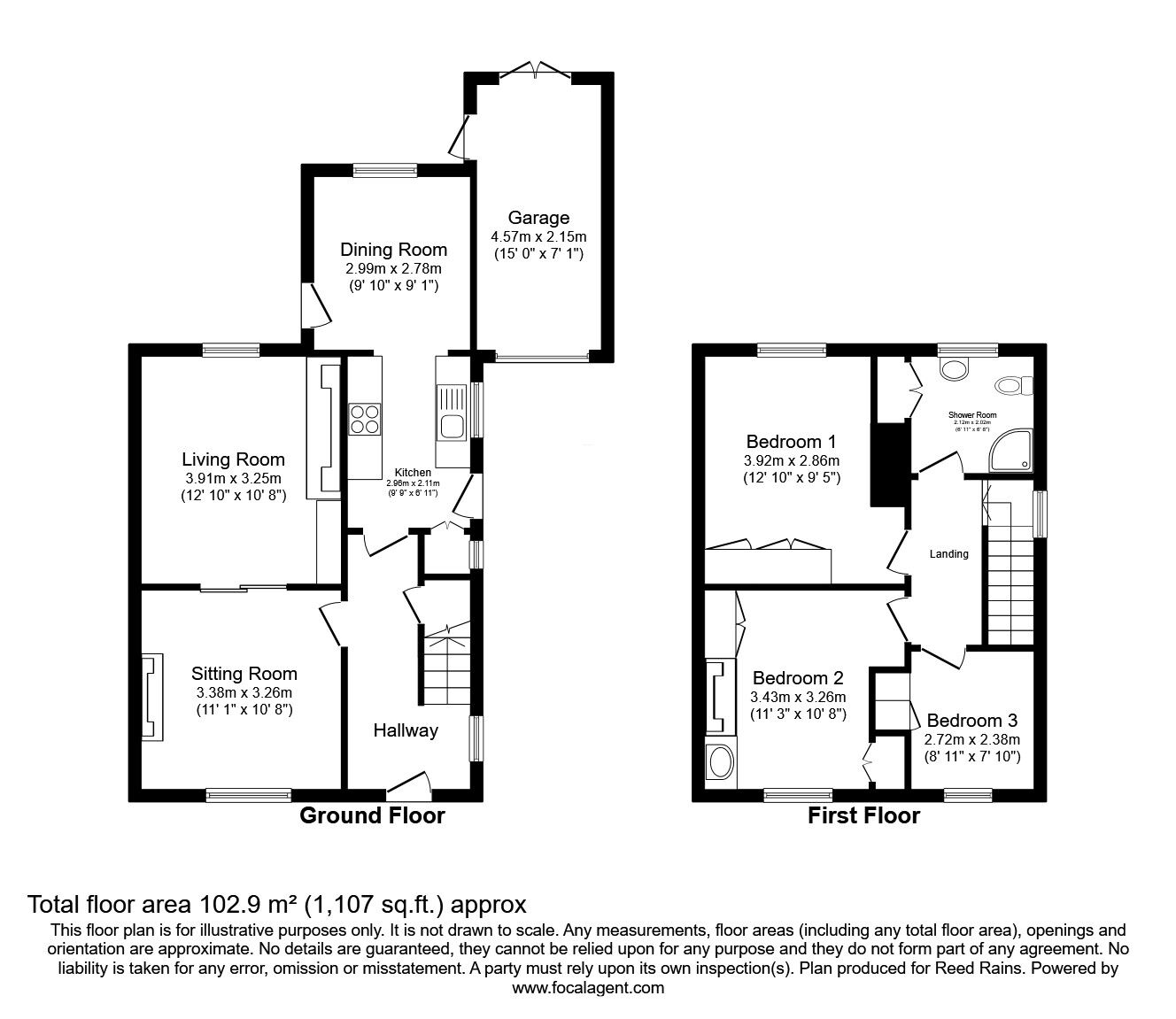 Floorplan of 3 bedroom Semi Detached House for sale, Jodrell Street, Macclesfield, Cheshire, SK11