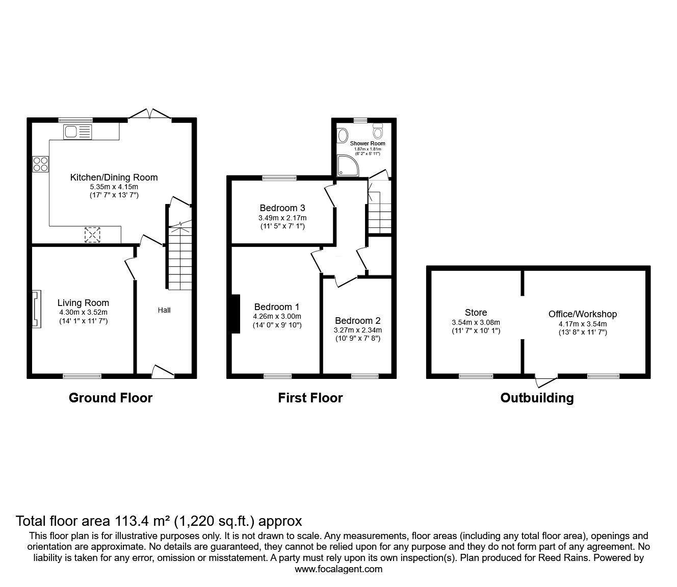 Floorplan of 3 bedroom Semi Detached House for sale, London Road, Lyme Green, Cheshire, SK11