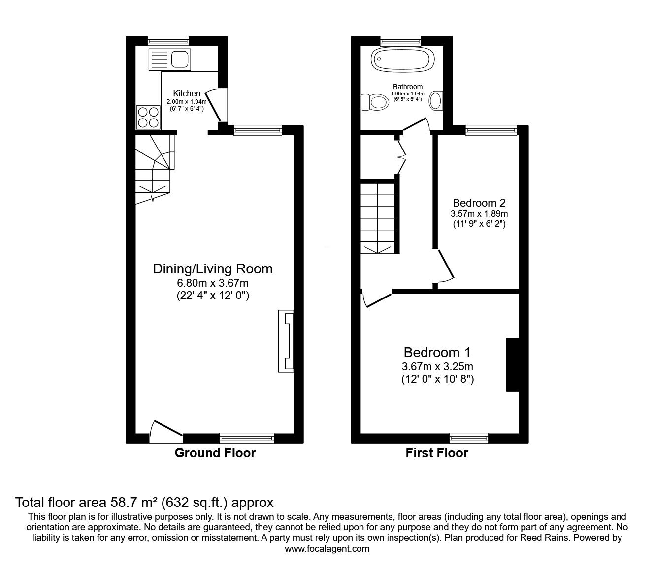 Floorplan of 2 bedroom Mid Terrace House for sale, Pownall Street, Macclesfield, Cheshire, SK10