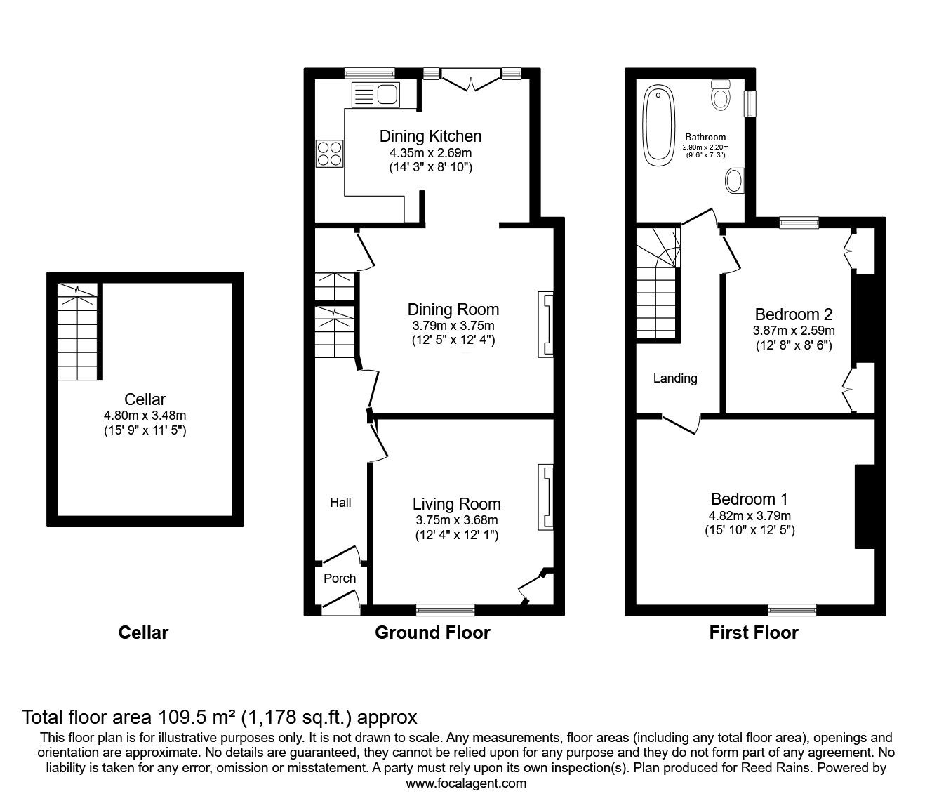 Floorplan of 2 bedroom Mid Terrace House for sale, Park Lane, Cheshire, SK11