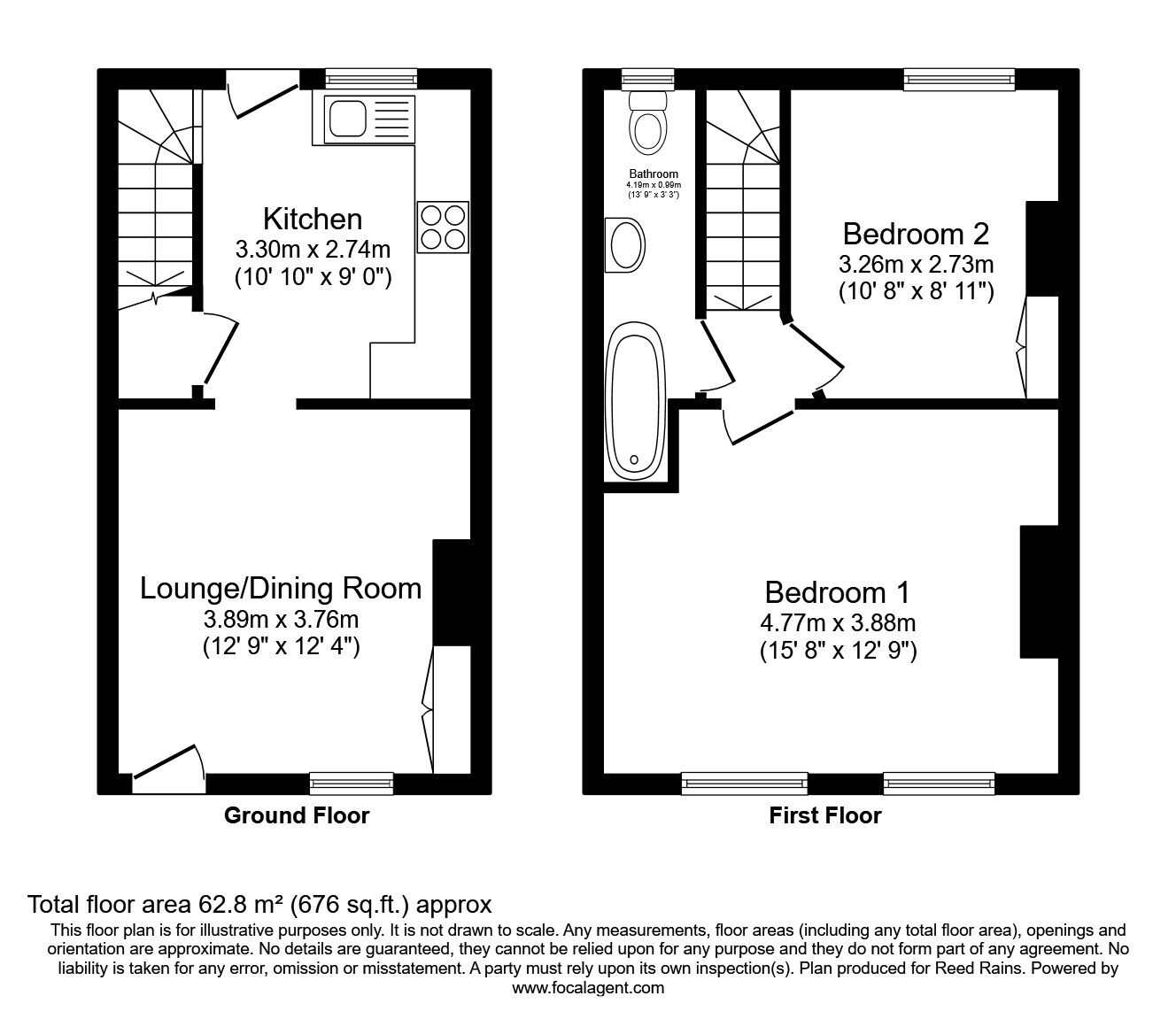 Floorplan of 2 bedroom Mid Terrace House for sale, Green Street, Macclesfield, Cheshire, SK10