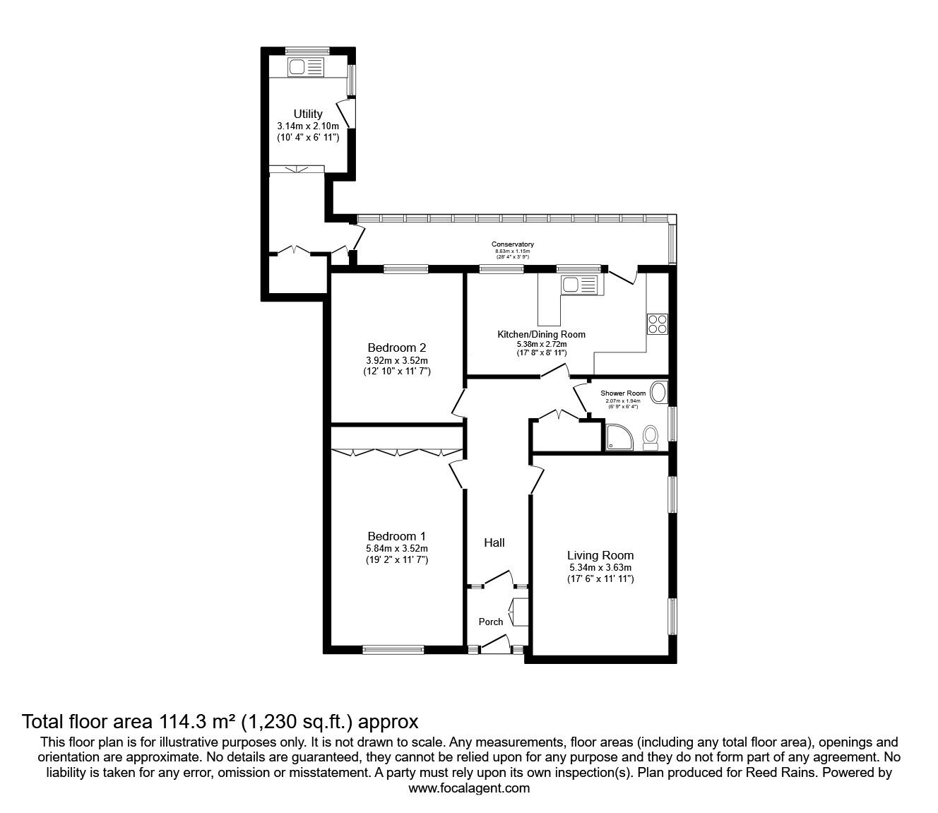 Floorplan of 2 bedroom Detached Bungalow for sale, Victoria Road, Macclesfield, Cheshire, SK10