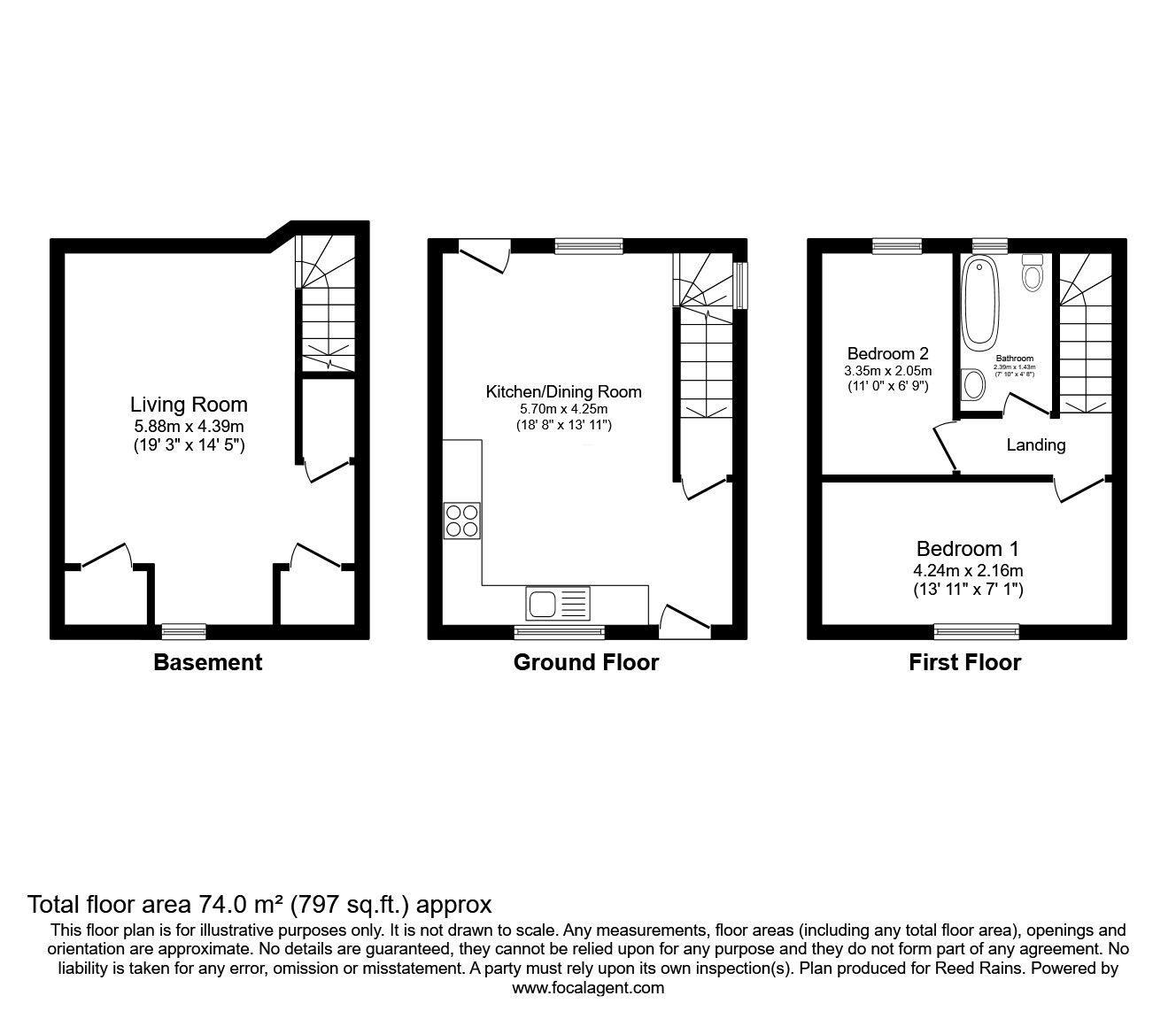 Floorplan of 2 bedroom Mid Terrace House for sale, Broken Banks, Macclesfield, Cheshire, SK11