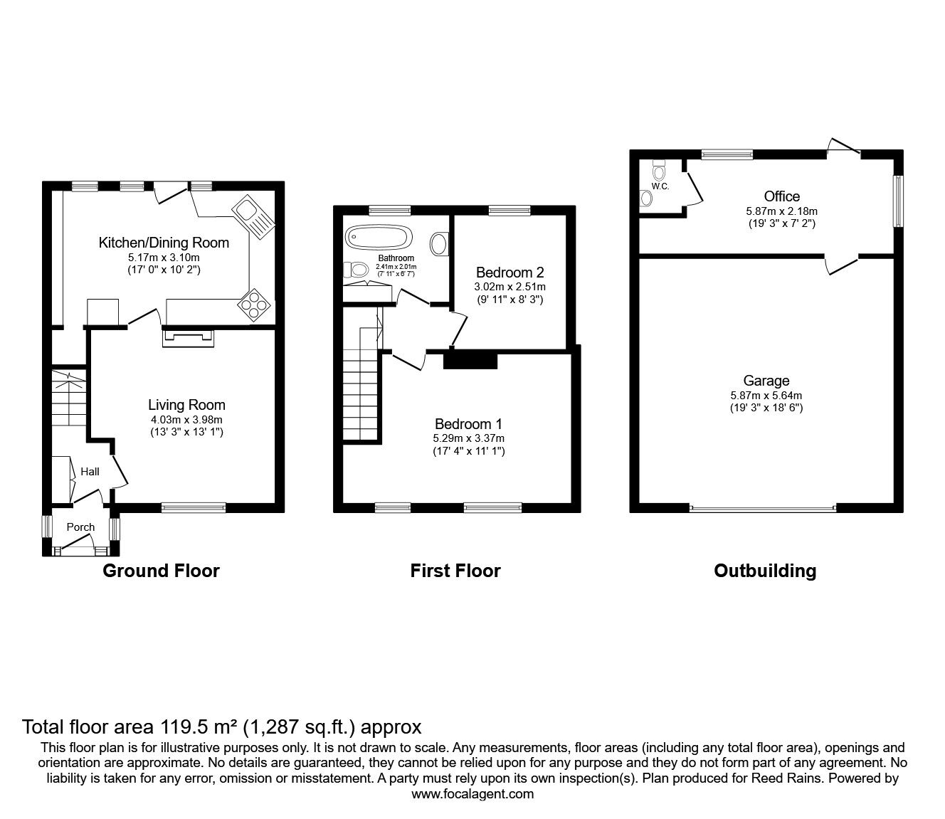 Floorplan of 2 bedroom Semi Detached House for sale, Fieldbank Road, Macclesfield, Cheshire, SK11