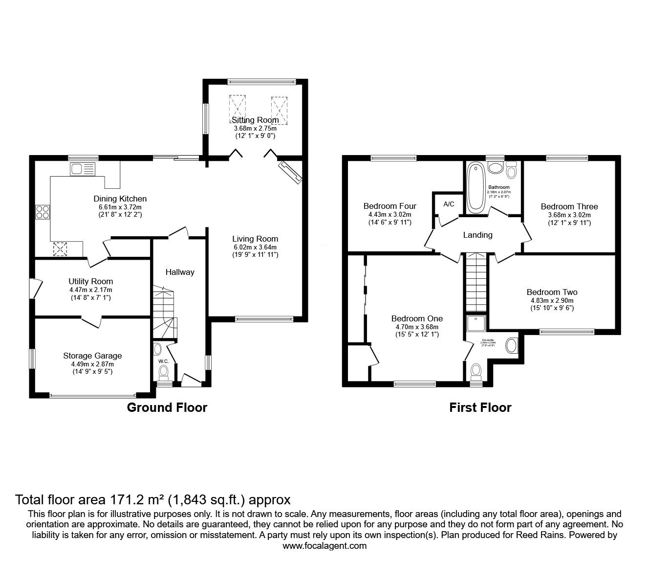 Floorplan of 4 bedroom Detached House for sale, Peterborough Close, Macclesfield, Cheshire, SK10