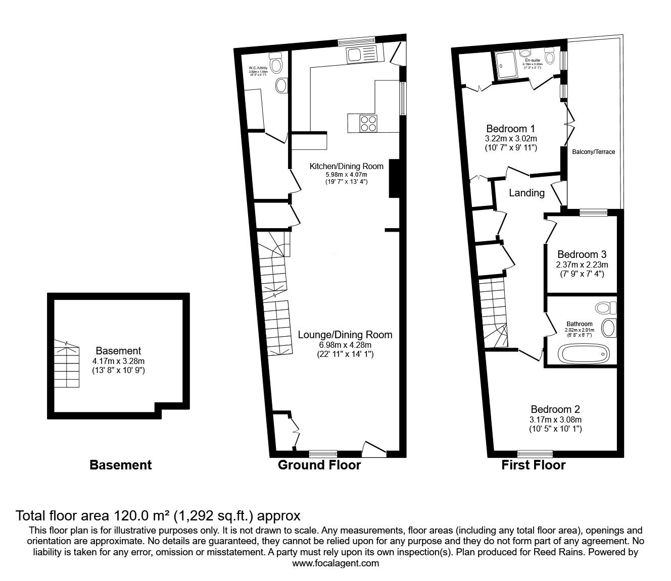 Floorplan of 3 bedroom Mid Terrace House for sale, Hurdsfield Road, Macclesfield, Cheshire, SK10