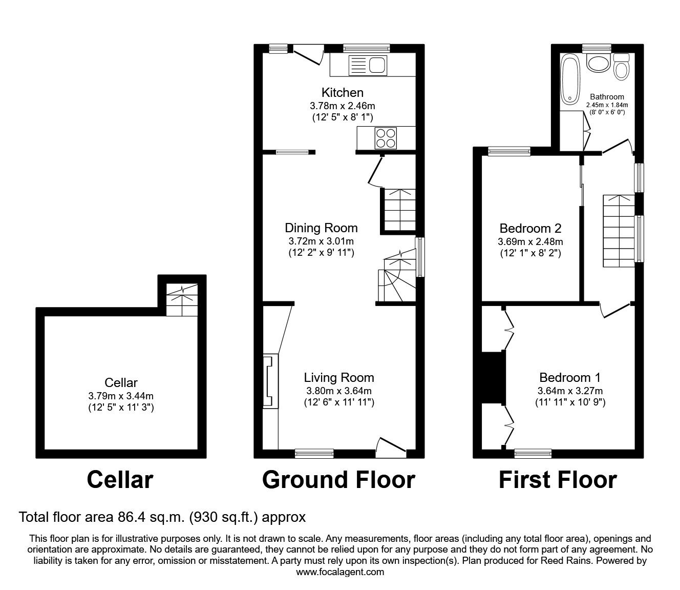 Floorplan of 2 bedroom End Terrace House for sale, Steeple Street, Macclesfield, Cheshire, SK10