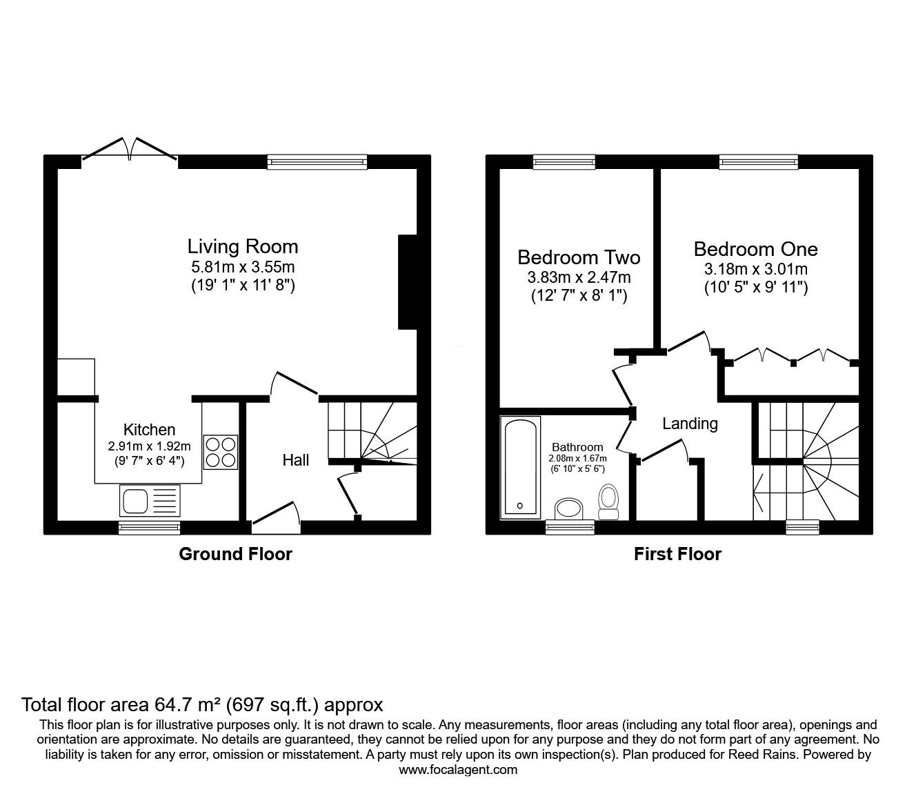 Floorplan of 2 bedroom Mid Terrace House for sale, Willowbank Drive, Bollington, Cheshire, SK10