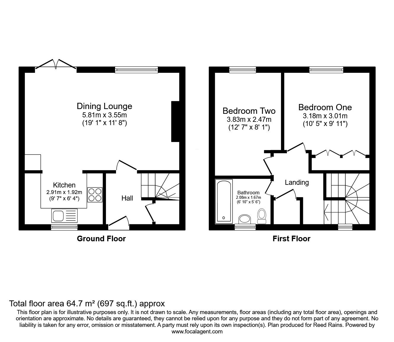 Floorplan of 2 bedroom Mid Terrace House for sale, Willowbank Drive, Bollington, Cheshire, SK10