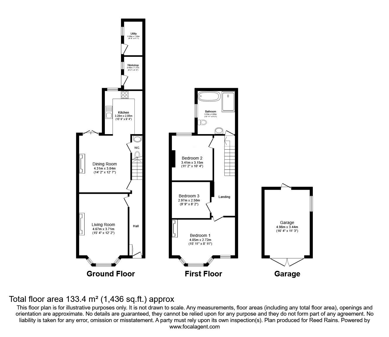 Floorplan of 3 bedroom Semi Detached House for sale, Beswick Street, Macclesfield, Cheshire, SK11