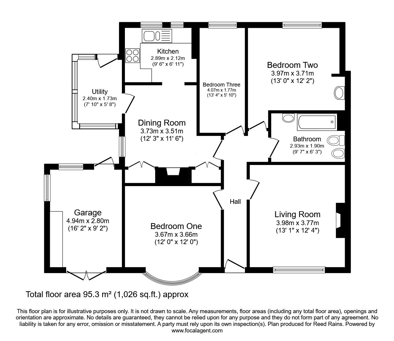 Floorplan of 3 bedroom Semi Detached Bungalow for sale, Congleton Road, Macclesfield, Cheshire, SK11