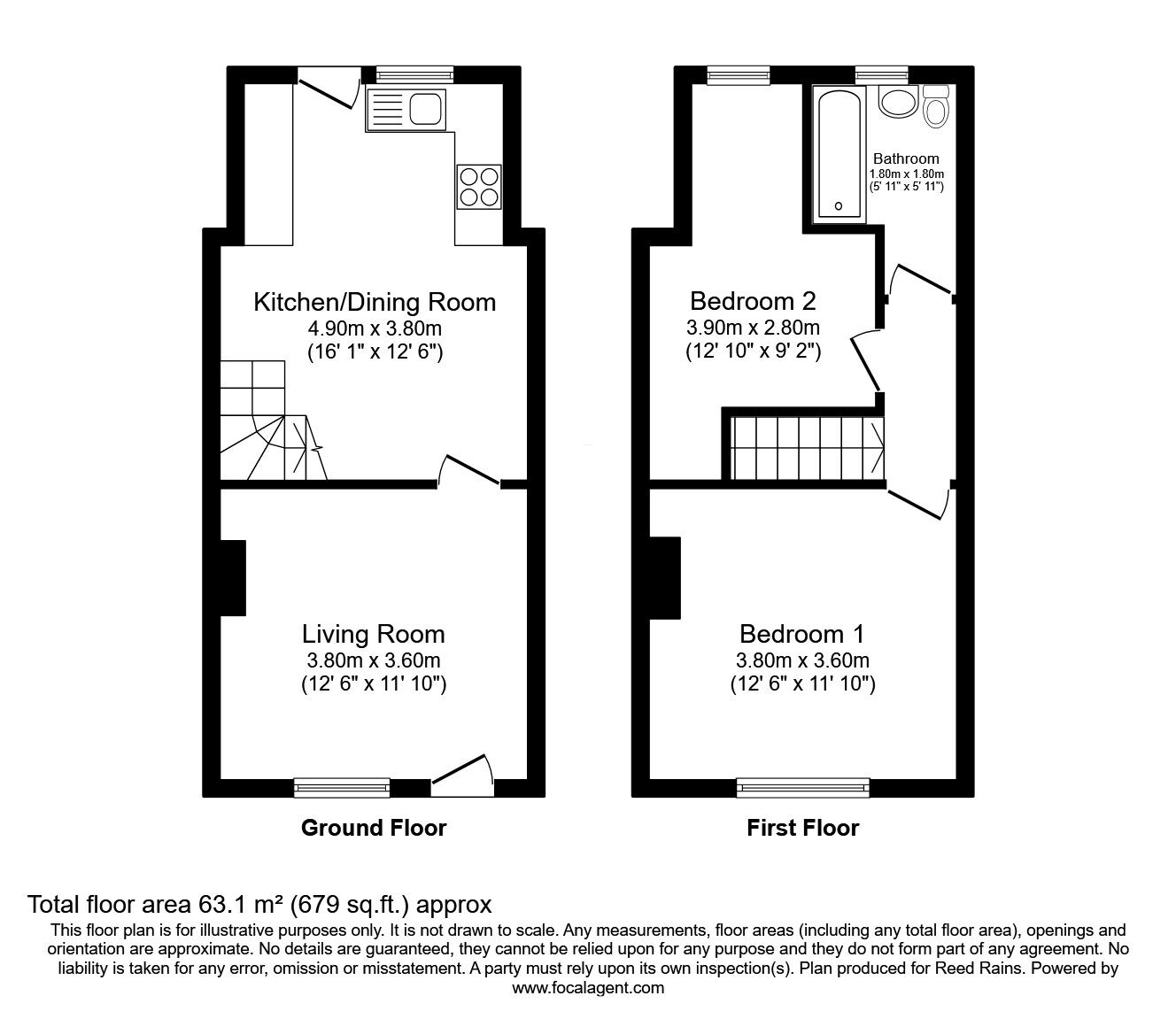 Floorplan of 2 bedroom Mid Terrace House for sale, Barton Street, Macclesfield, Cheshire, SK11