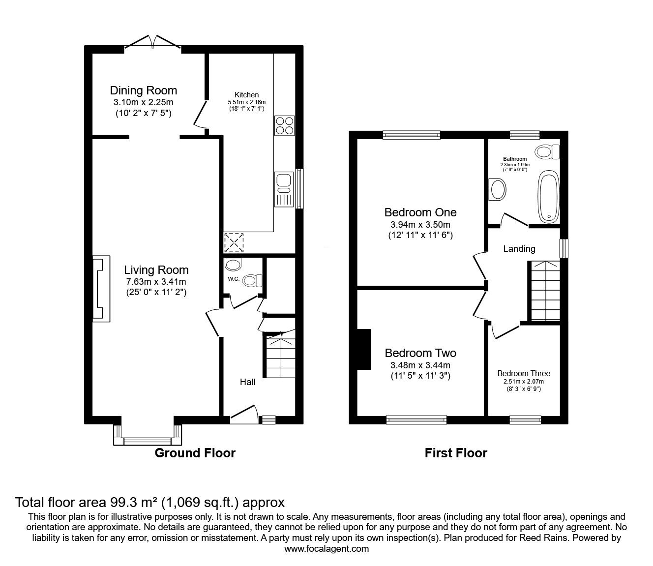 Floorplan of 3 bedroom Semi Detached House for sale, Congleton Road, Macclesfield, Cheshire, SK11