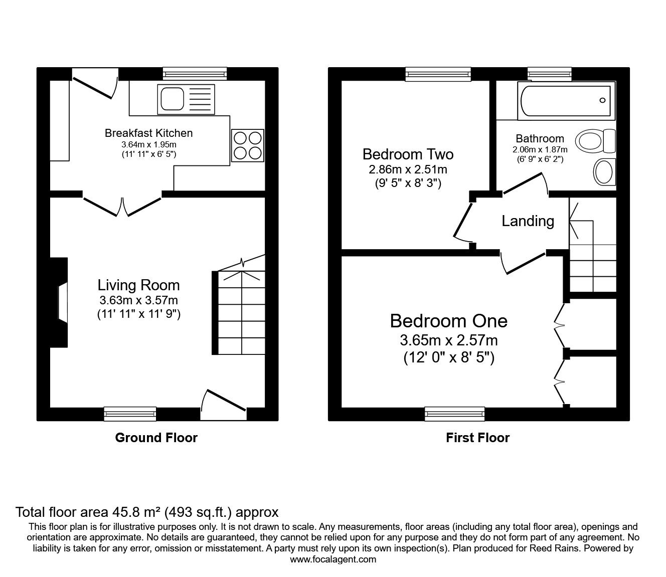 Floorplan of 2 bedroom Mid Terrace House for sale, Black Road, Macclesfield, Cheshire, SK11