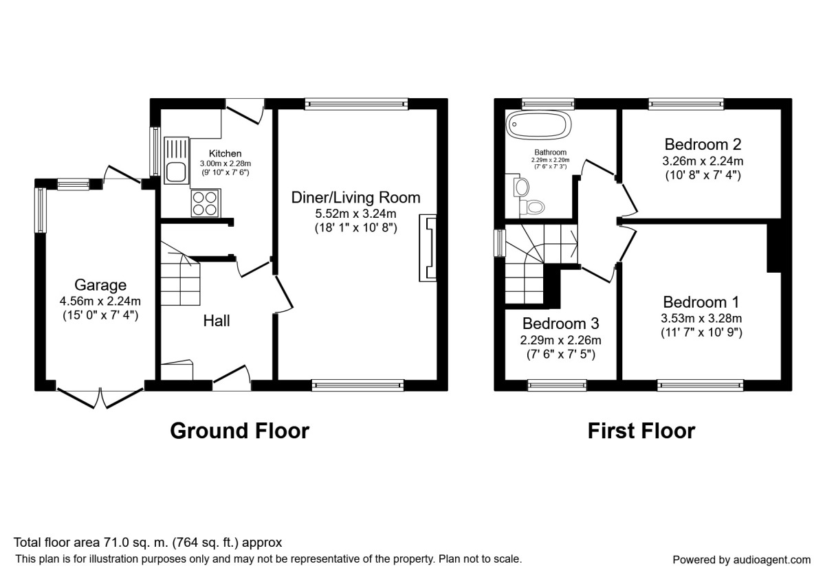 Floorplan of 3 bedroom Semi Detached House to rent, Chester Road, Macclesfield, Cheshire, SK11