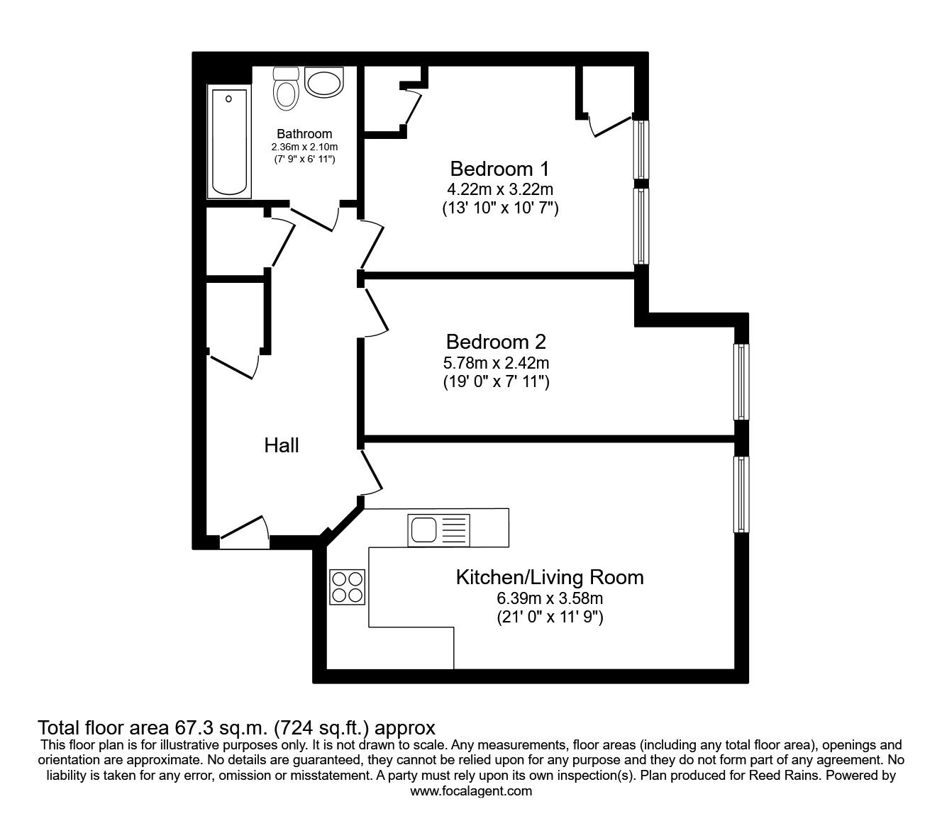 Floorplan of 2 bedroom  Flat to rent, City Road East, Manchester, Greater Manchester, M15