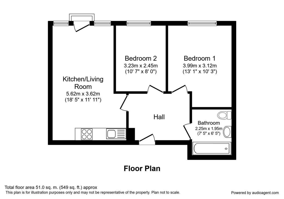 Floorplan of 2 bedroom  Flat to rent, Bengal Street, Manchester, M4