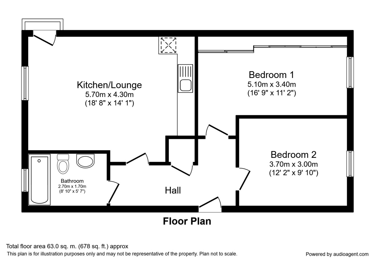 Floorplan of 2 bedroom  Flat to rent, City Road East, Manchester, Greater Manchester, M15