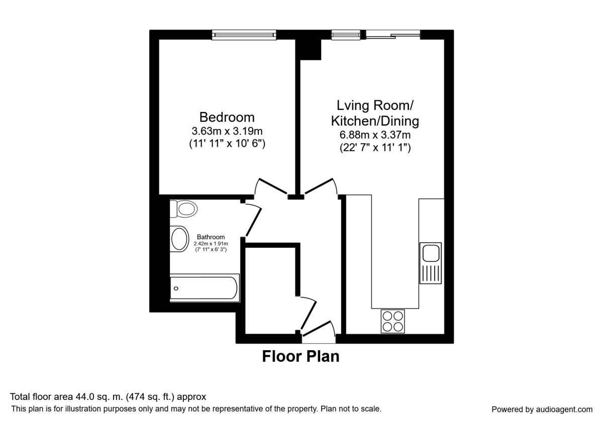 Floorplan of 1 bedroom  Flat to rent, Watson Street, Manchester, Greater Manchester, M3