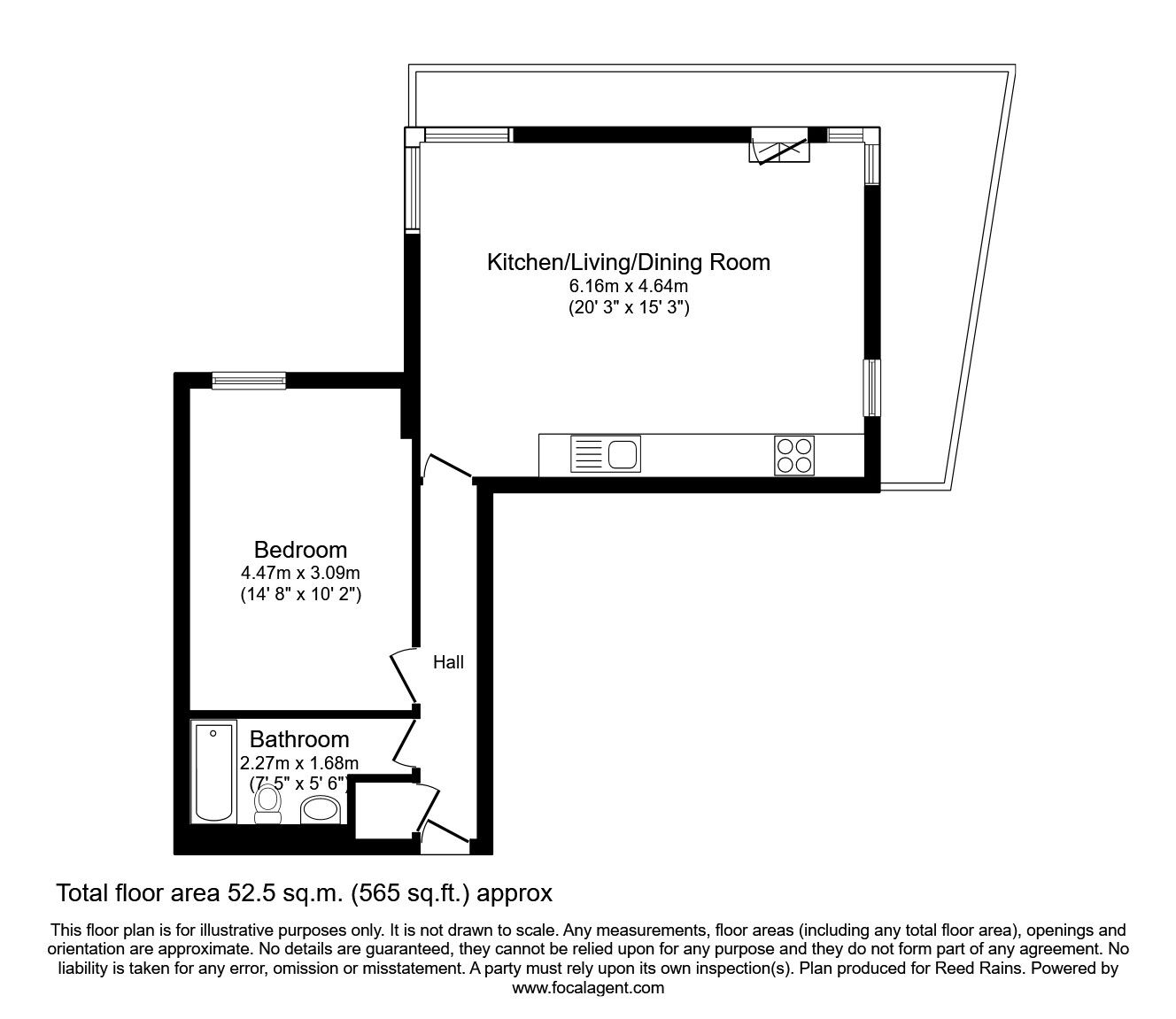 Floorplan of 1 bedroom  Flat to rent, Collier Street, Manchester, M3