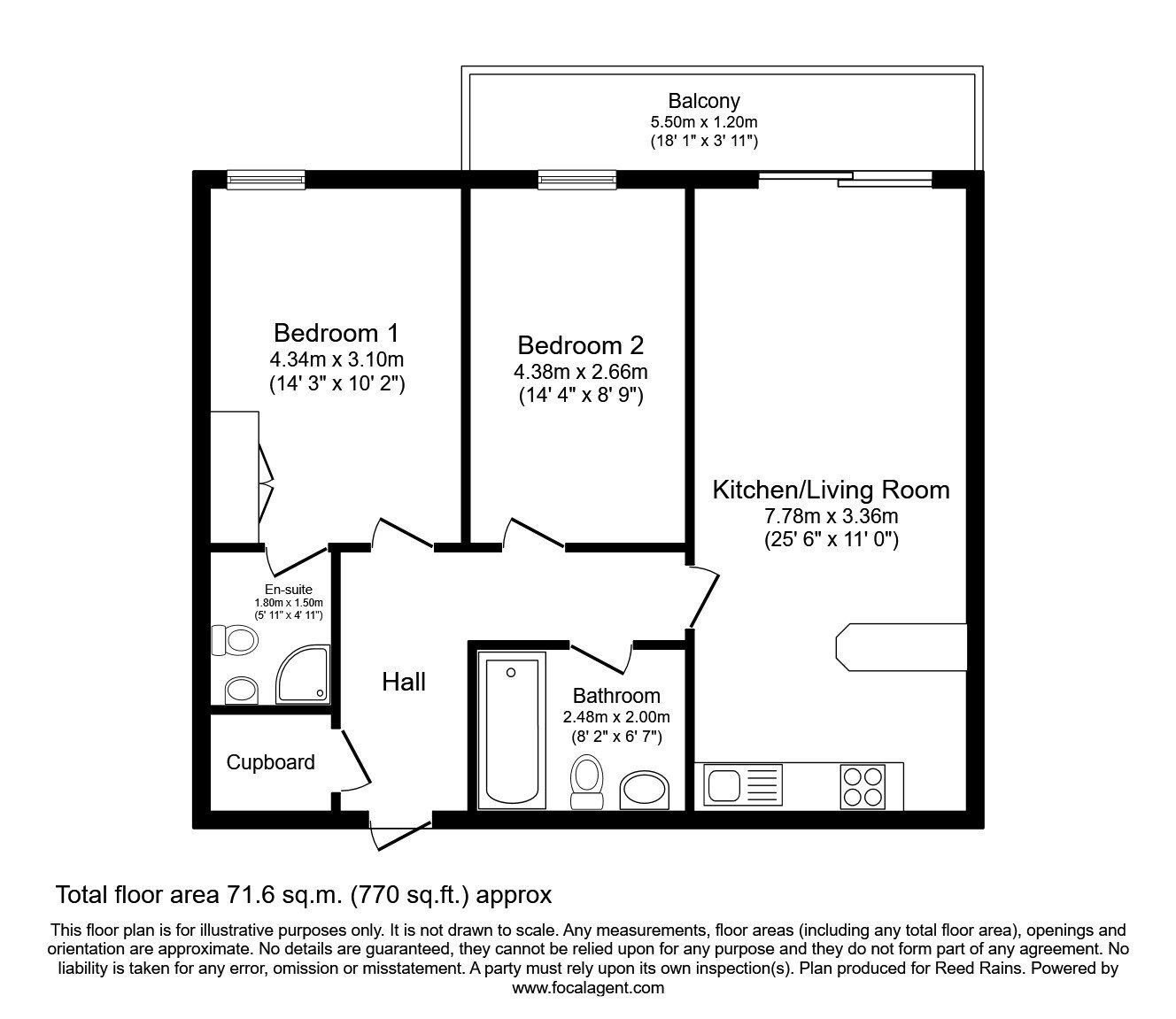 Floorplan of 2 bedroom  Flat to rent, Dearmans Place, Salford, Greater Manchester, M3