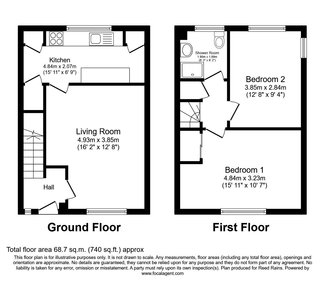 Floorplan of 2 bedroom Mid Terrace House to rent, Litcham Close, Manchester, M1