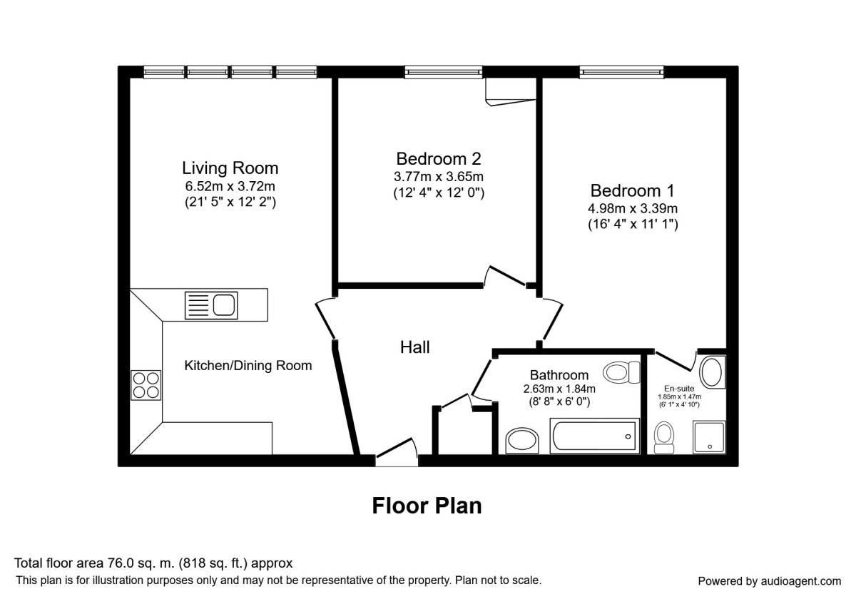 Floorplan of 2 bedroom  Flat to rent, City Road East, Manchester, M15