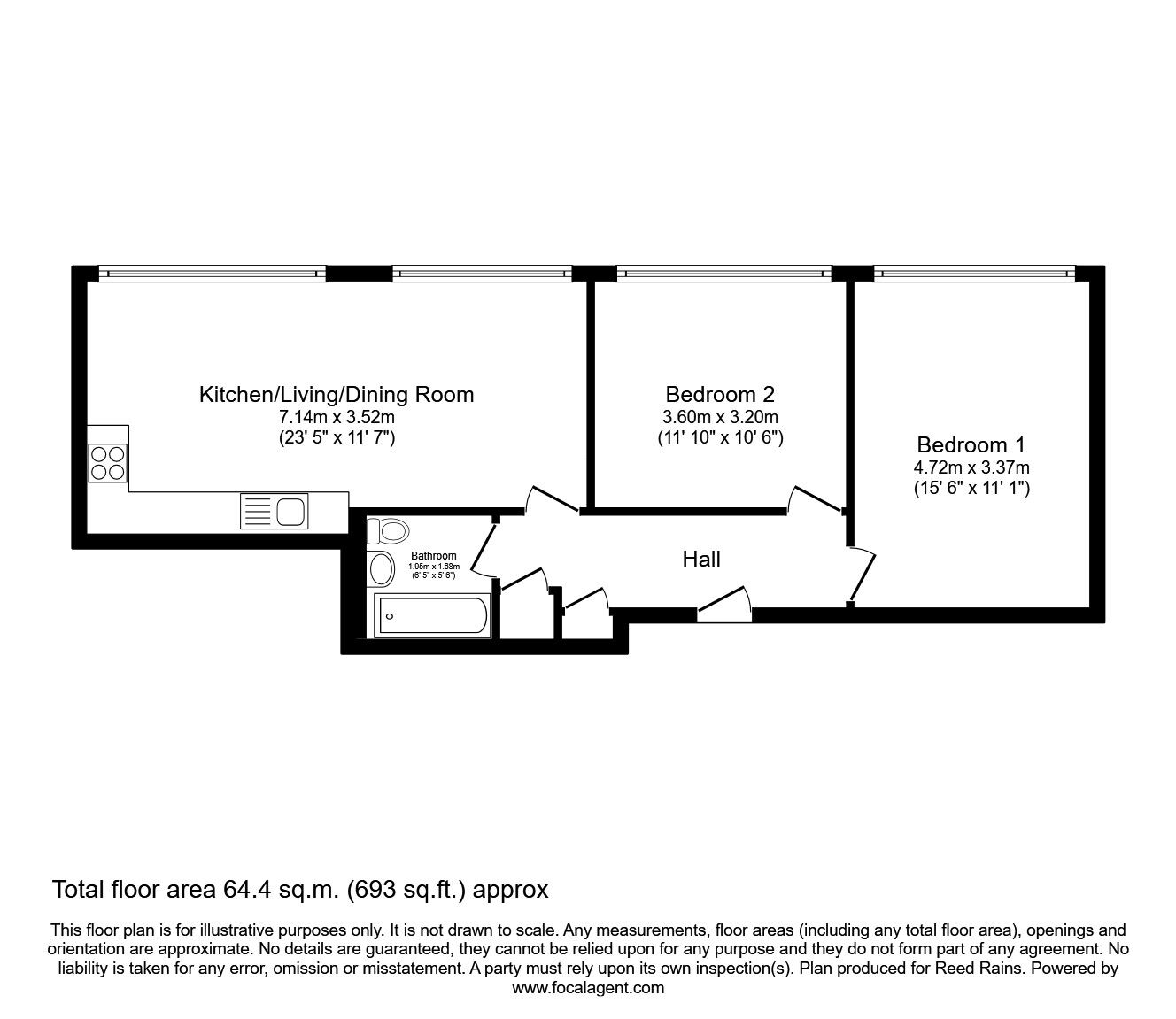 Floorplan of 2 bedroom  Flat to rent, Hilton Street, Manchester, M1