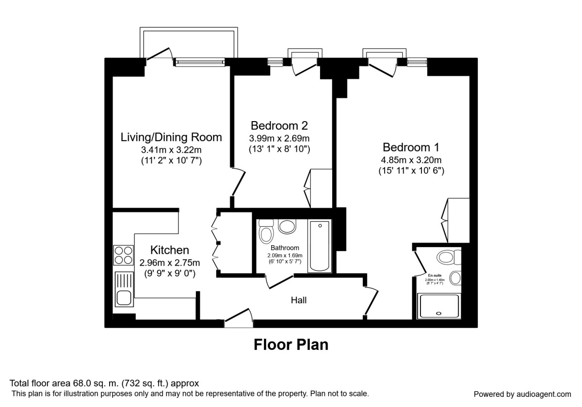 Floorplan of 2 bedroom  Flat to rent, Bury Street, Salford, Greater Manchester, M3