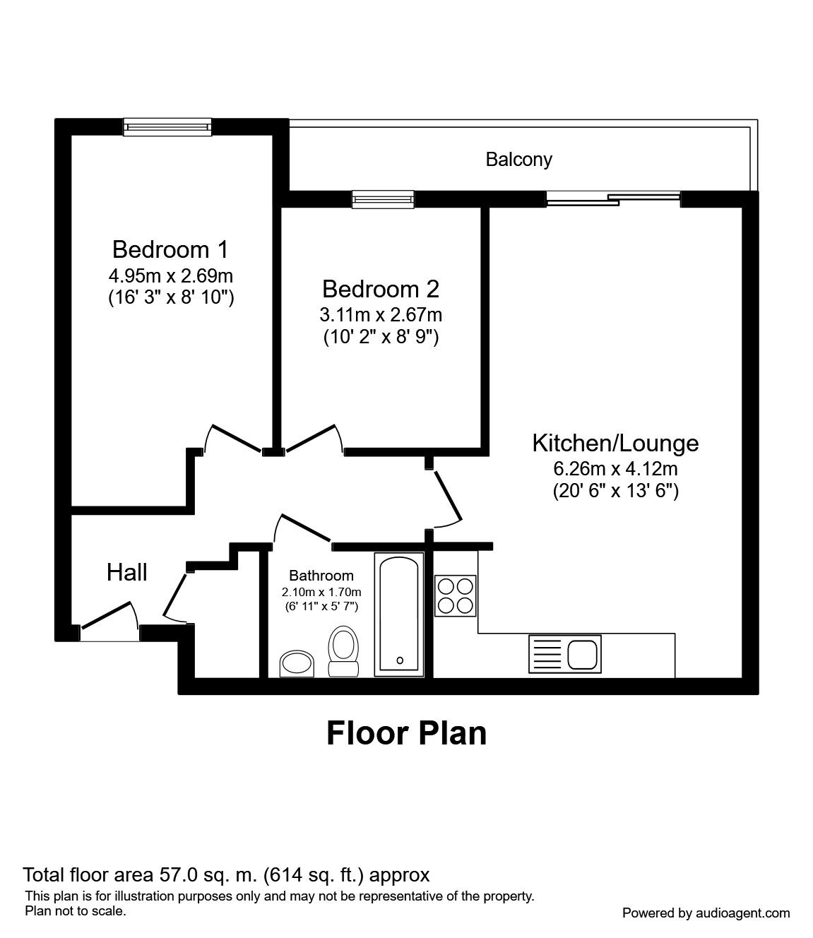 Floorplan of 2 bedroom  Flat to rent, Dean Road, Salford, M3